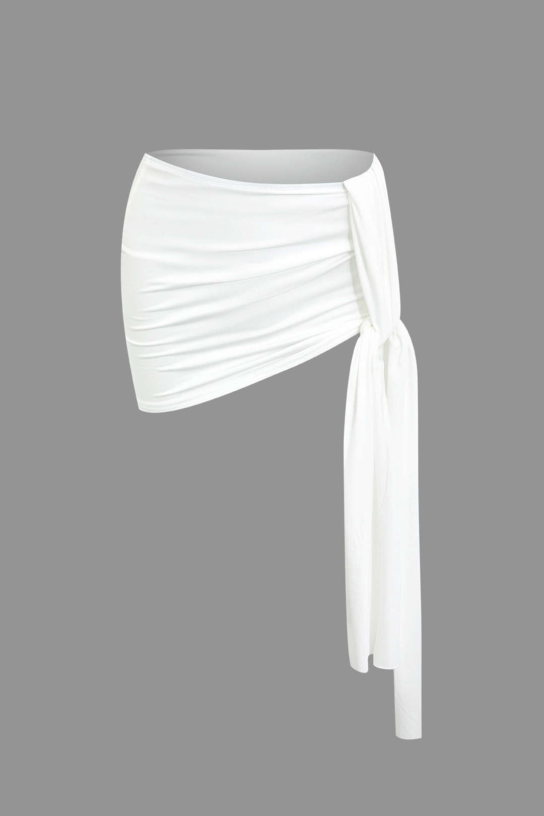 Basic Asimetrik Yırtmaçlı Crop Top Ve Bağlamalı Mini Etek Seti