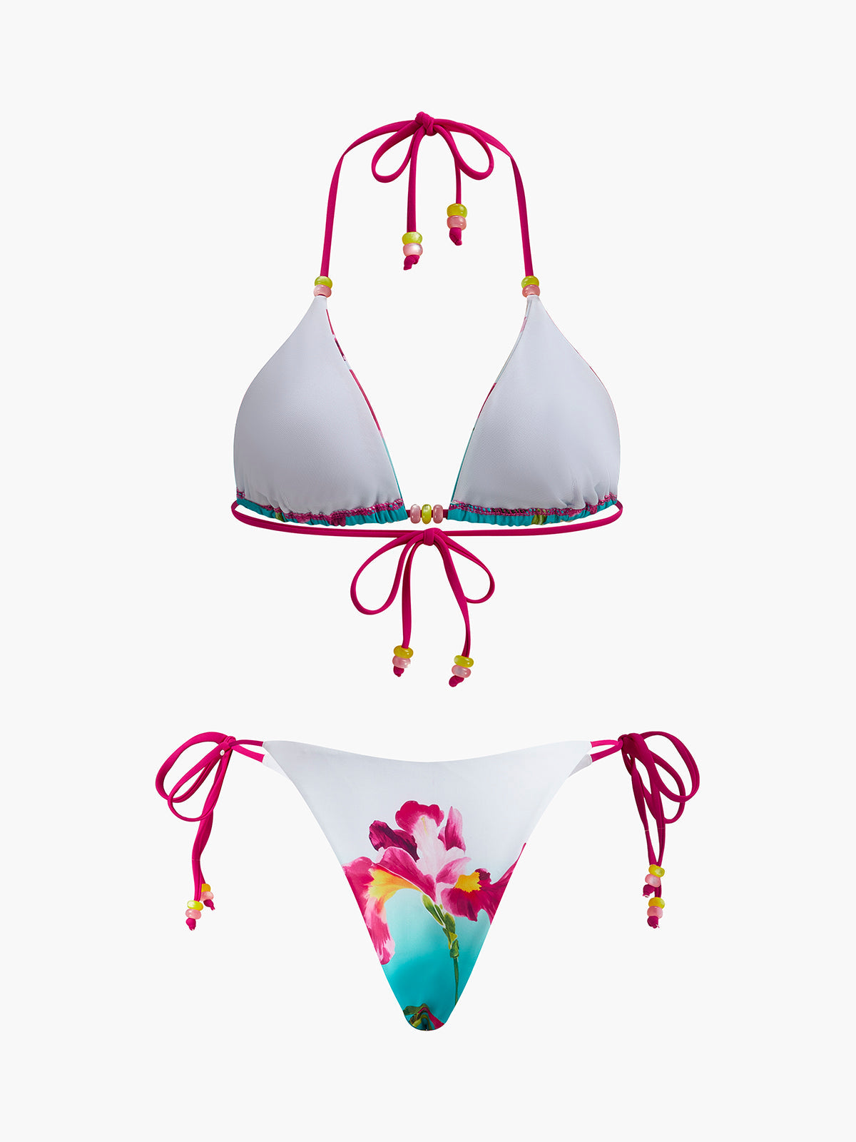 Çekici Çiçekli Boncuklu Bikini Takımı