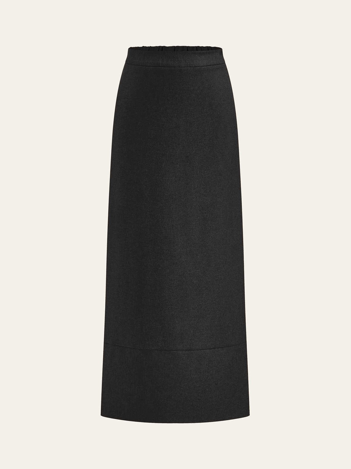 Koyu Siyah Polyester Yırtmaçlı Esnek Uzunluklu Etek