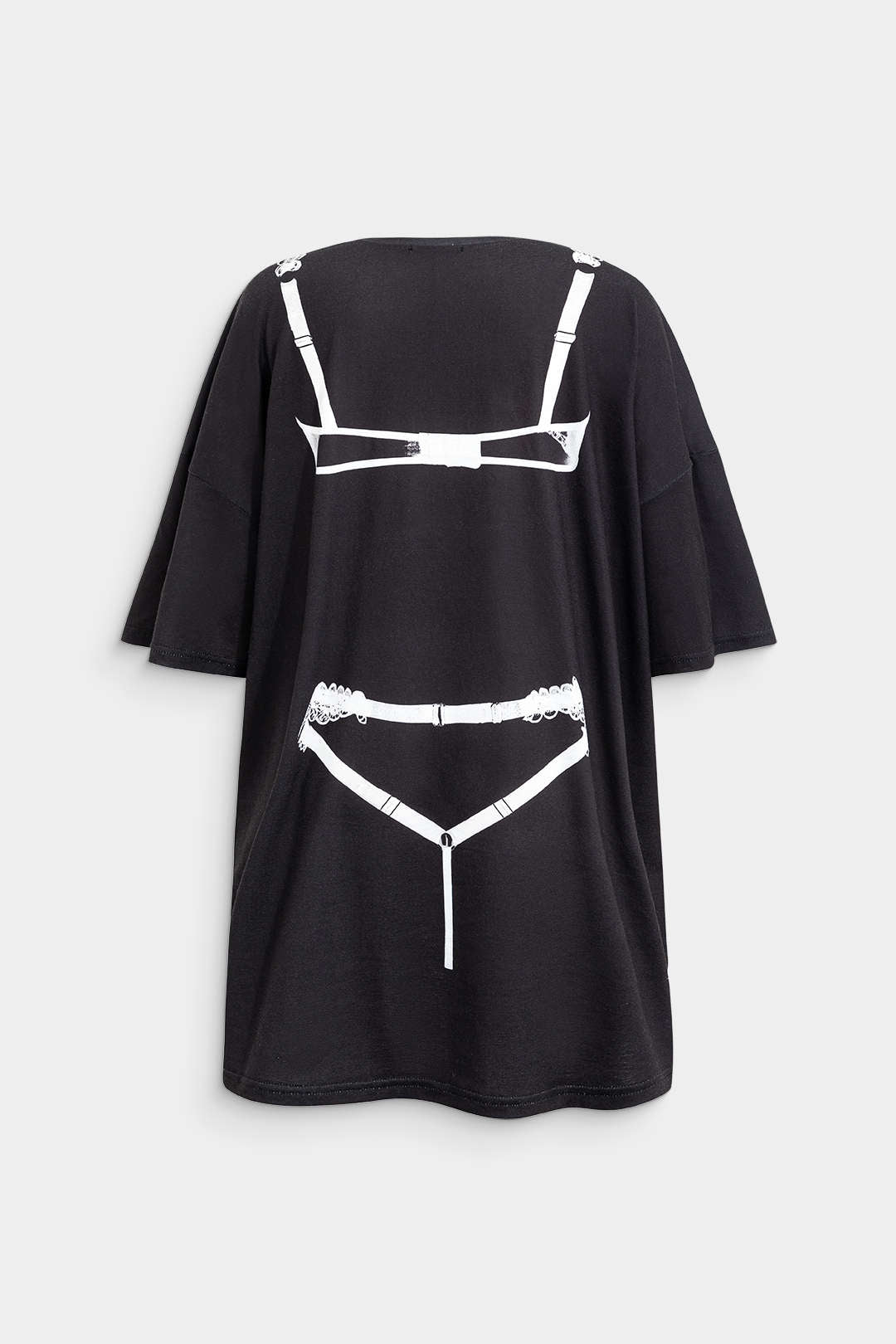 Bikini Baskılı Yuvarlak Yaka Mini Tişört Elbisesi