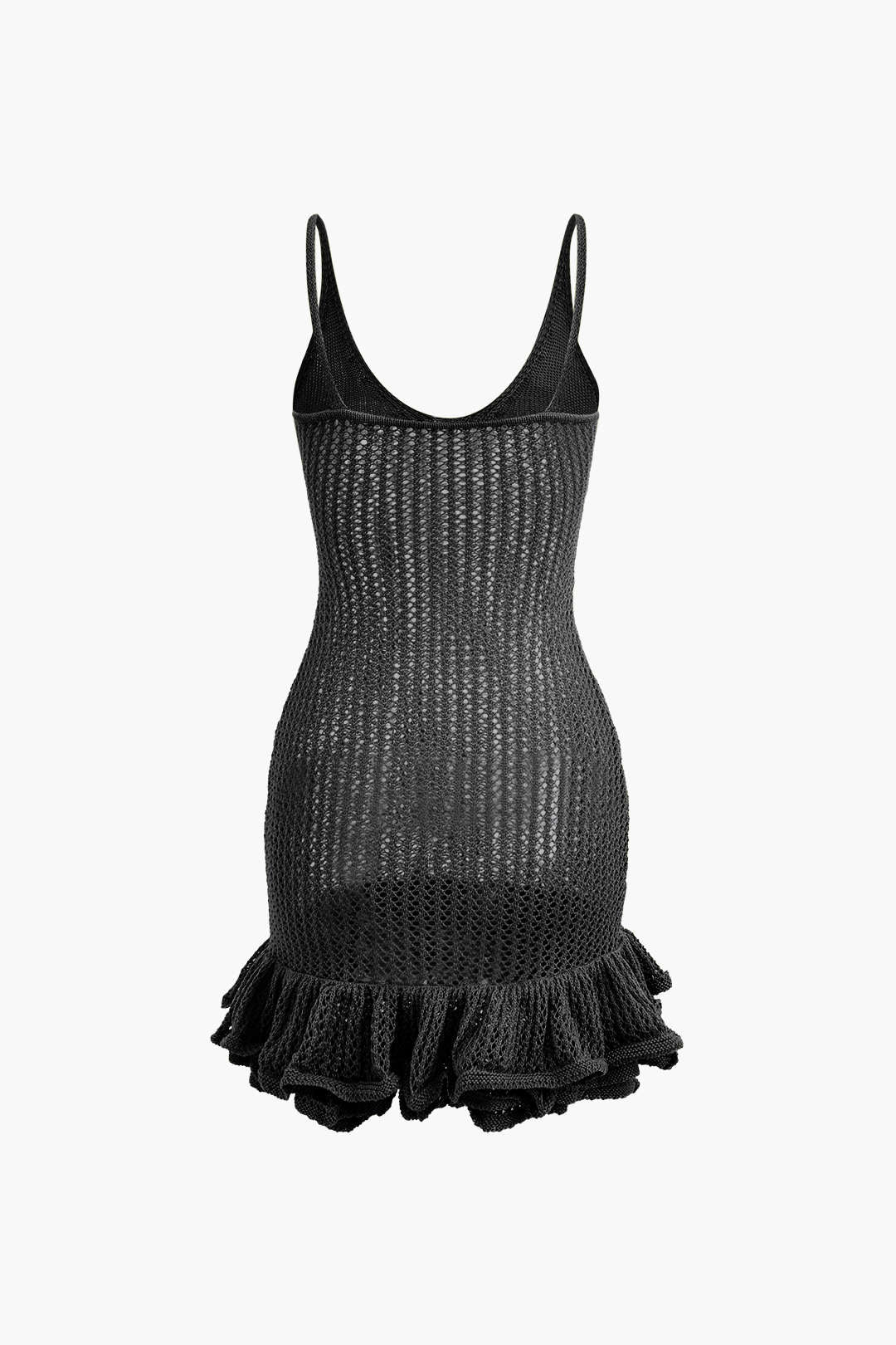 Açık Dikiş Ruffle Kenar Mini Elbise