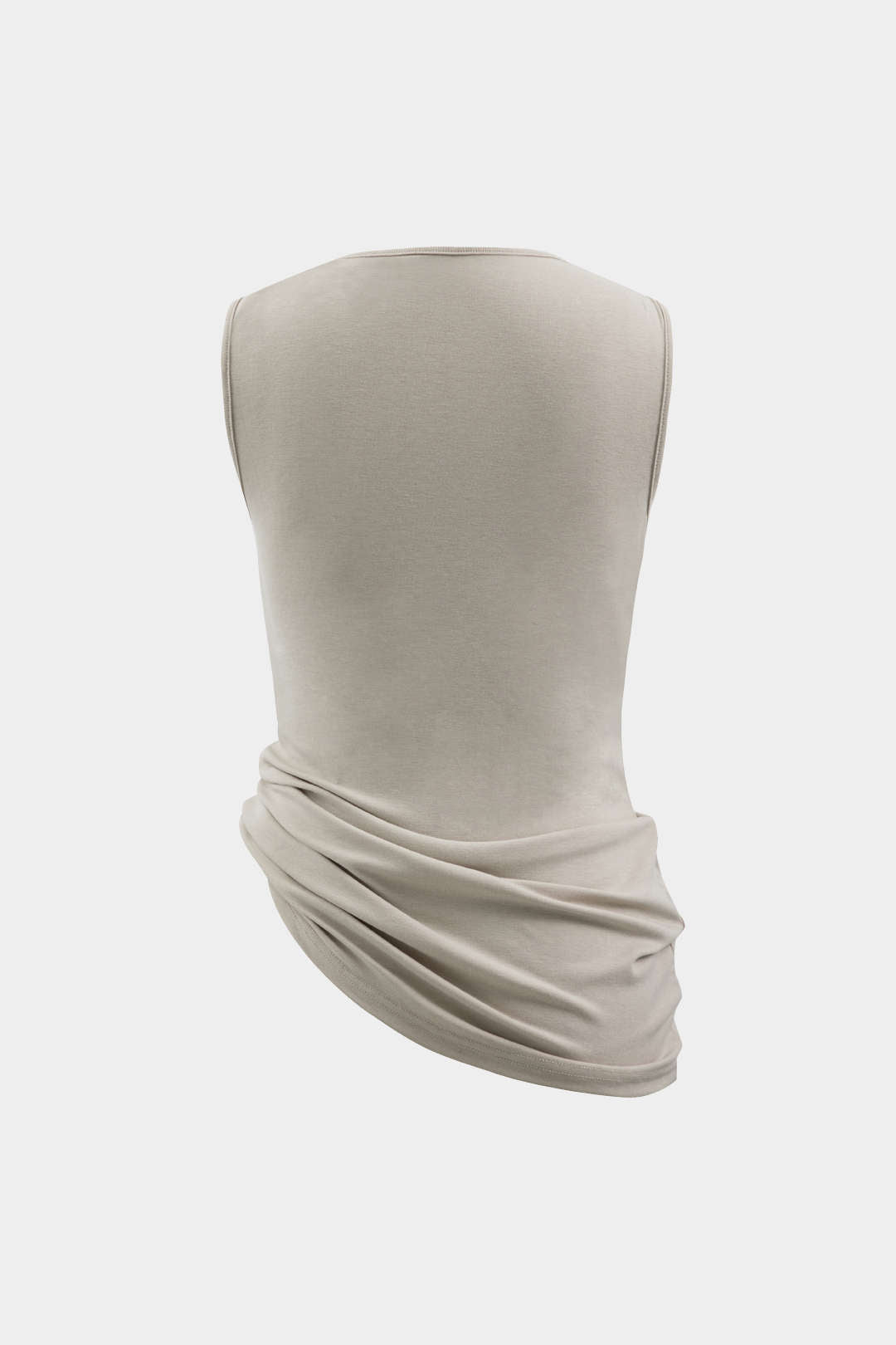Asimetrik Cowl Yaka Kırışık Tank Top