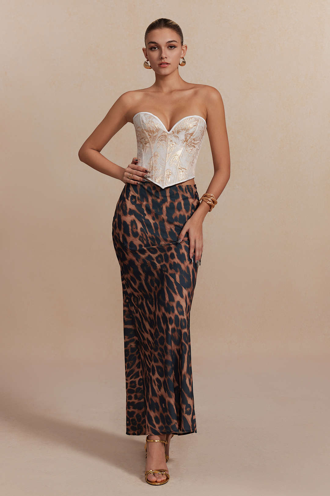 Leopar Desenli İhtişamlı Etek