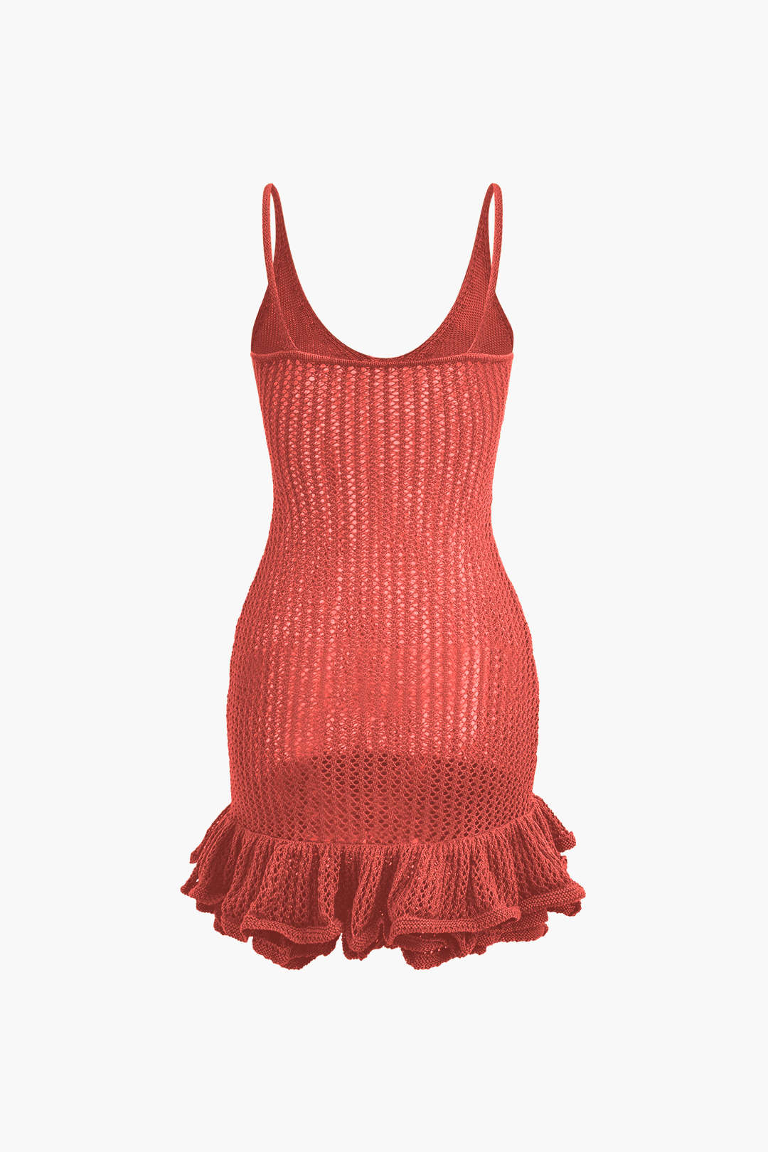 Açık Dikiş Ruffle Kenar Mini Elbise