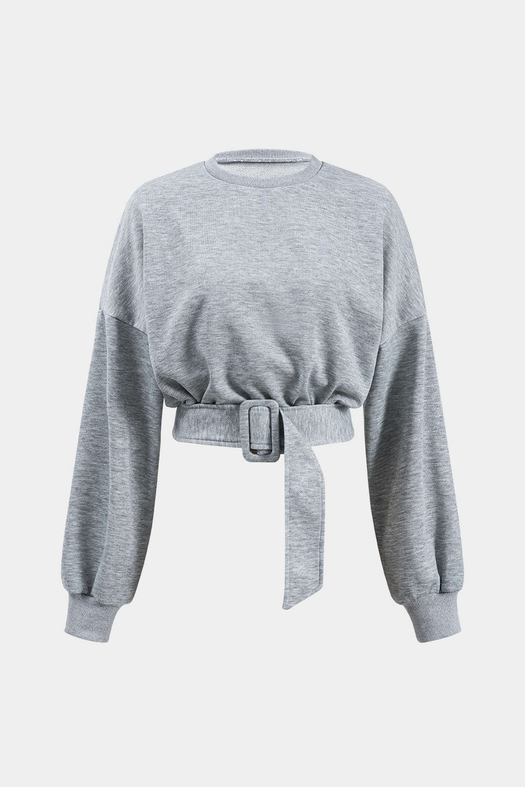 Yuvarlak Yaka Kemerli Uzun Kollu Sweatshirt Günlük Rahat