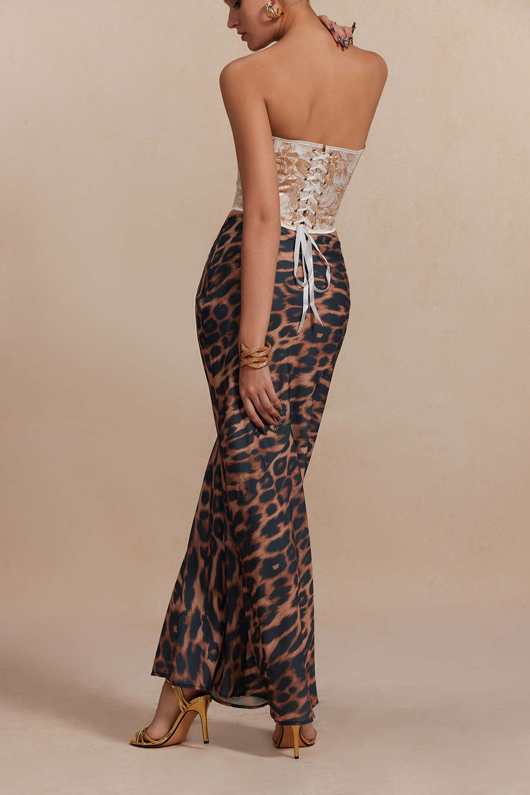 Leopar Desenli İhtişamlı Etek