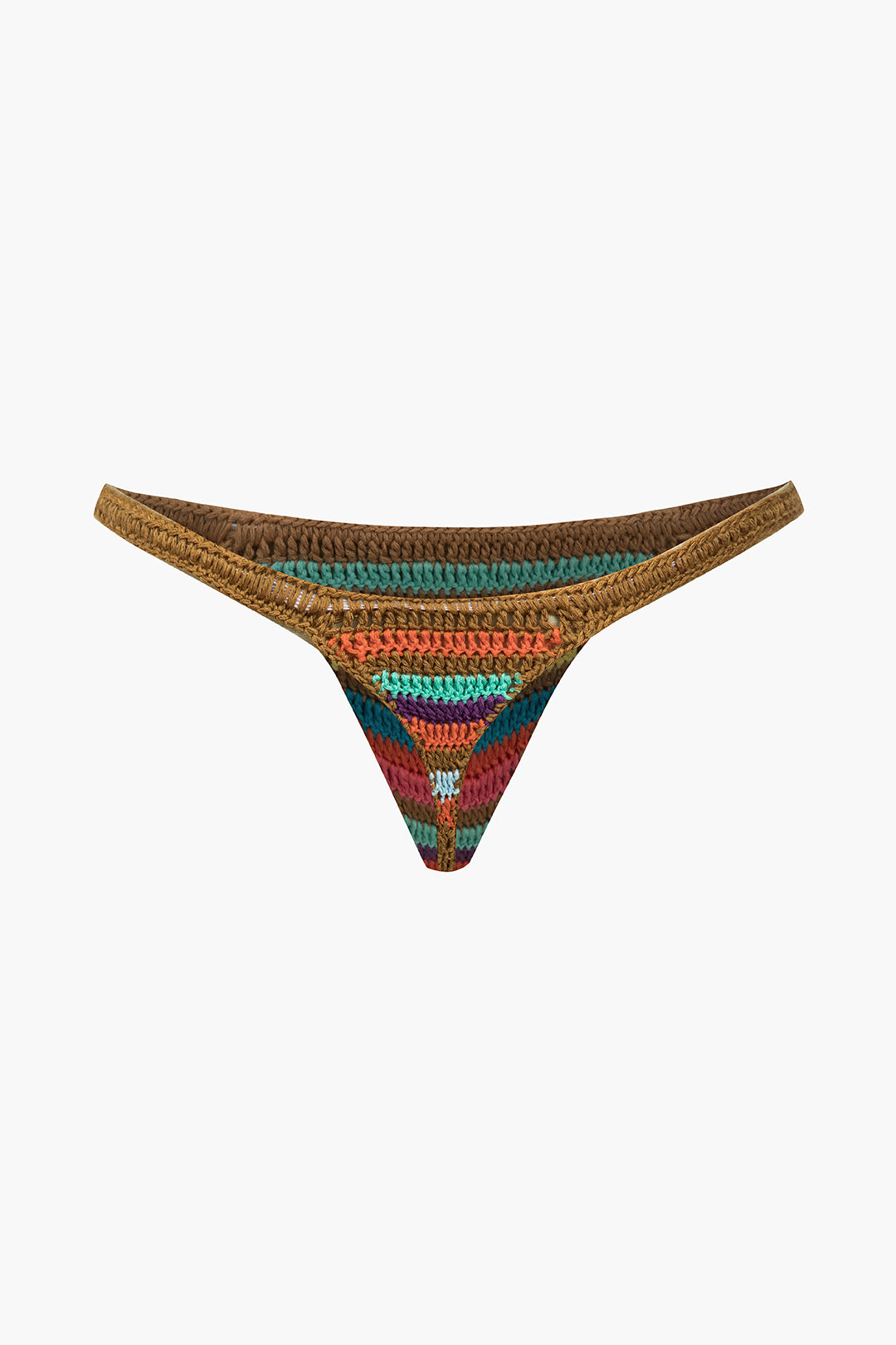 Gökkuşağı Çizgili Kroşe Bikini Seti