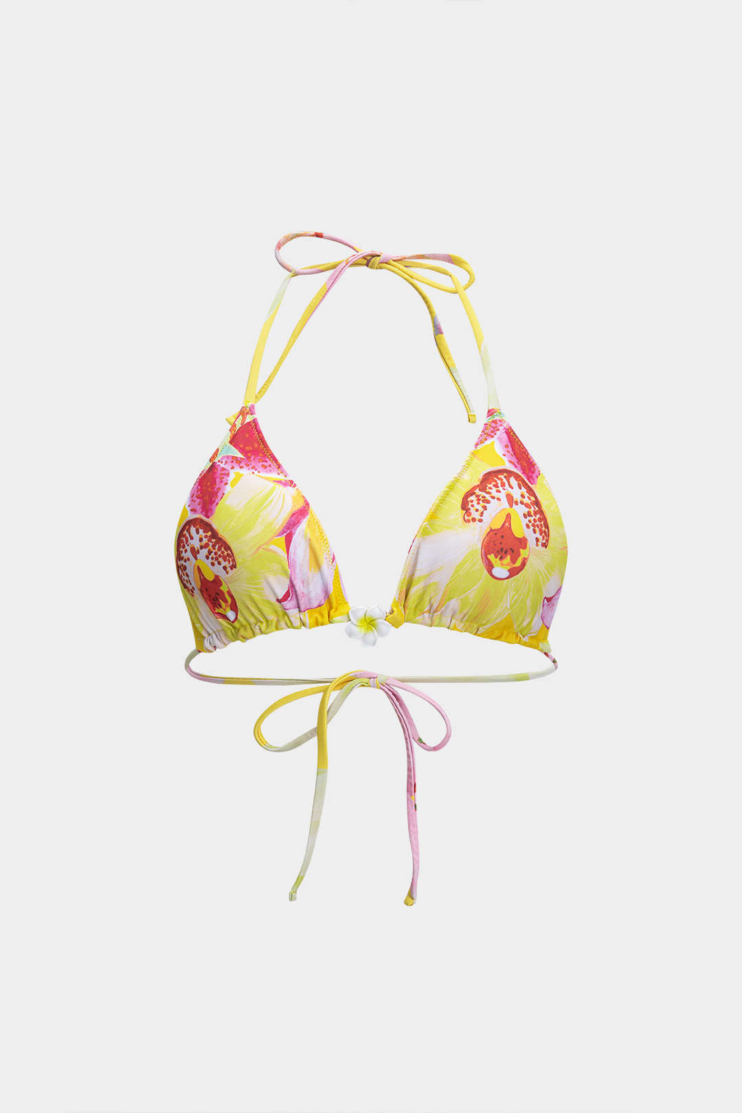 Çiçek Desenli 3D Çiçek Bağcıklı Bikini Üstü