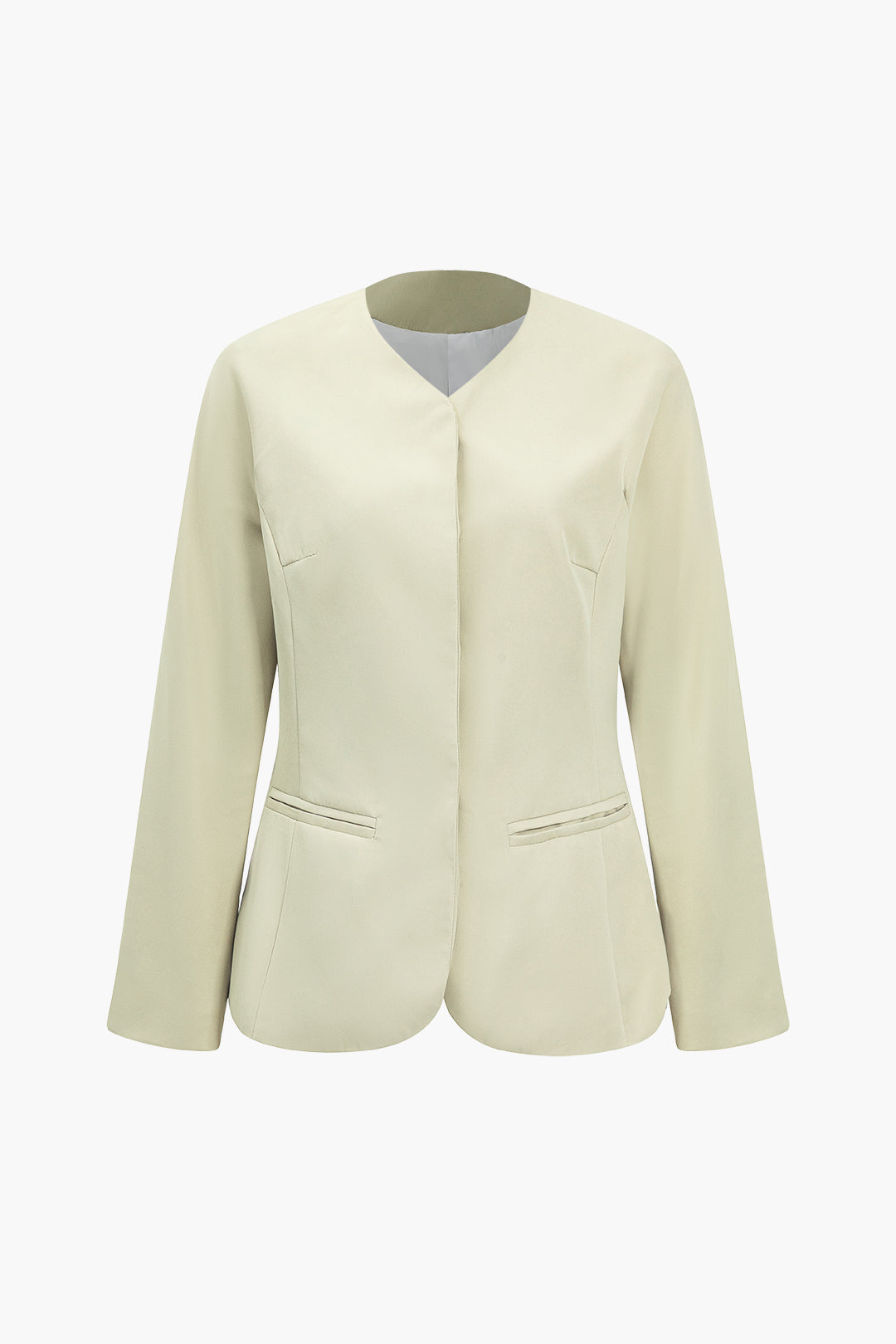 Koyu Siyah Uzun Polyester Cep Detaylandırılmış Blazer