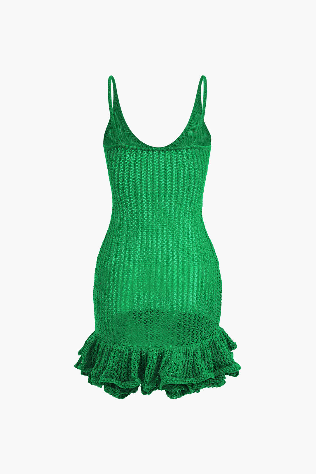 Açık Dikiş Ruffle Kenar Mini Elbise