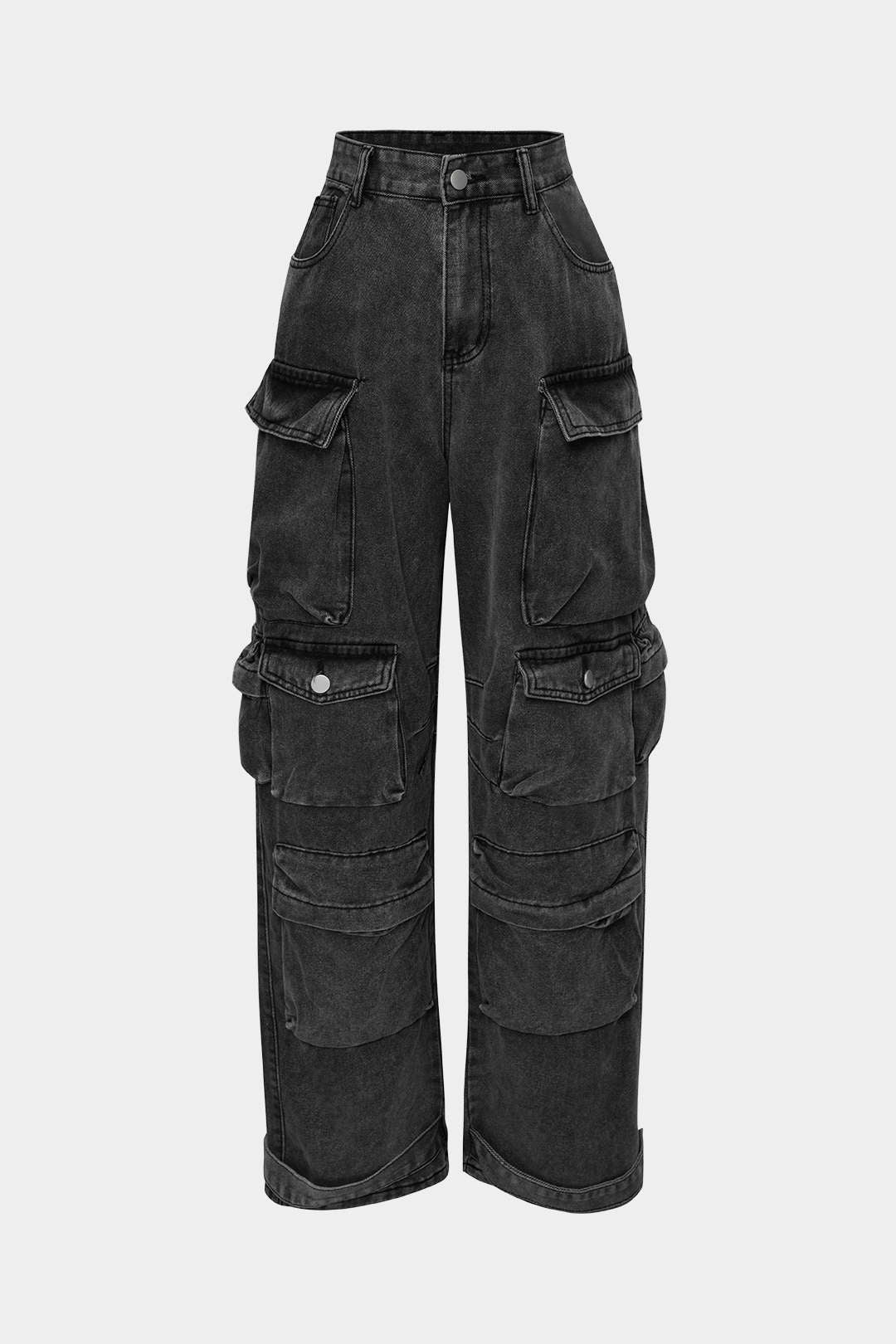 İndigo Kargo Cep Detaylı Kot Pantolon Genişleyen Konfor