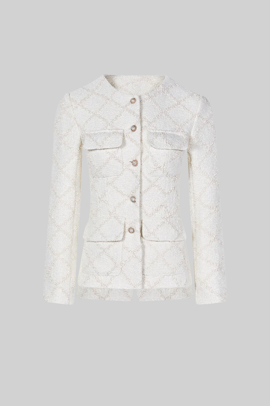 Altın Düğmeli Dokulu Ceket ve Eşleşen Şort