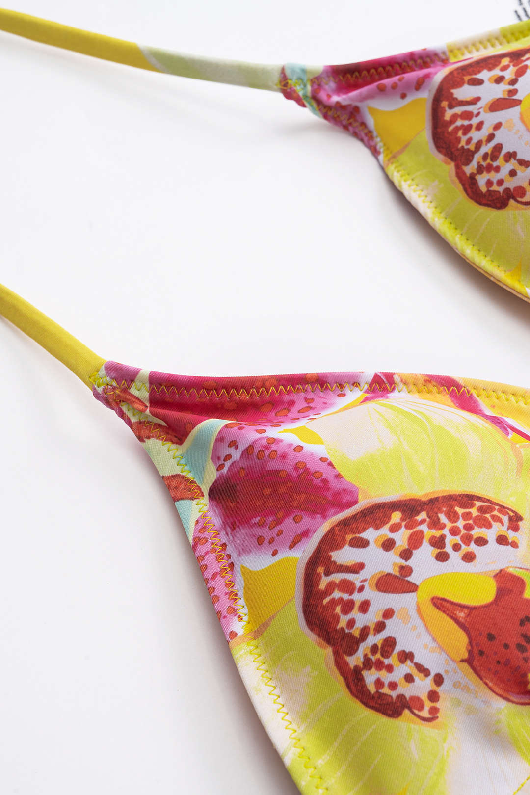 Çiçek Desenli 3D Çiçek Bağcıklı Bikini Üstü