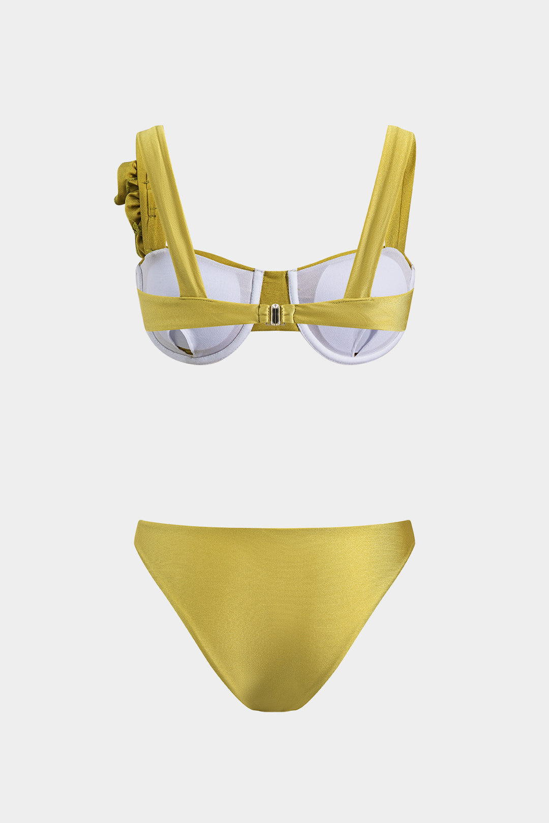 3D Çiçek Fırfırlı Bikini Ve Franjı Çekmeli Kapama Üç Parça Set