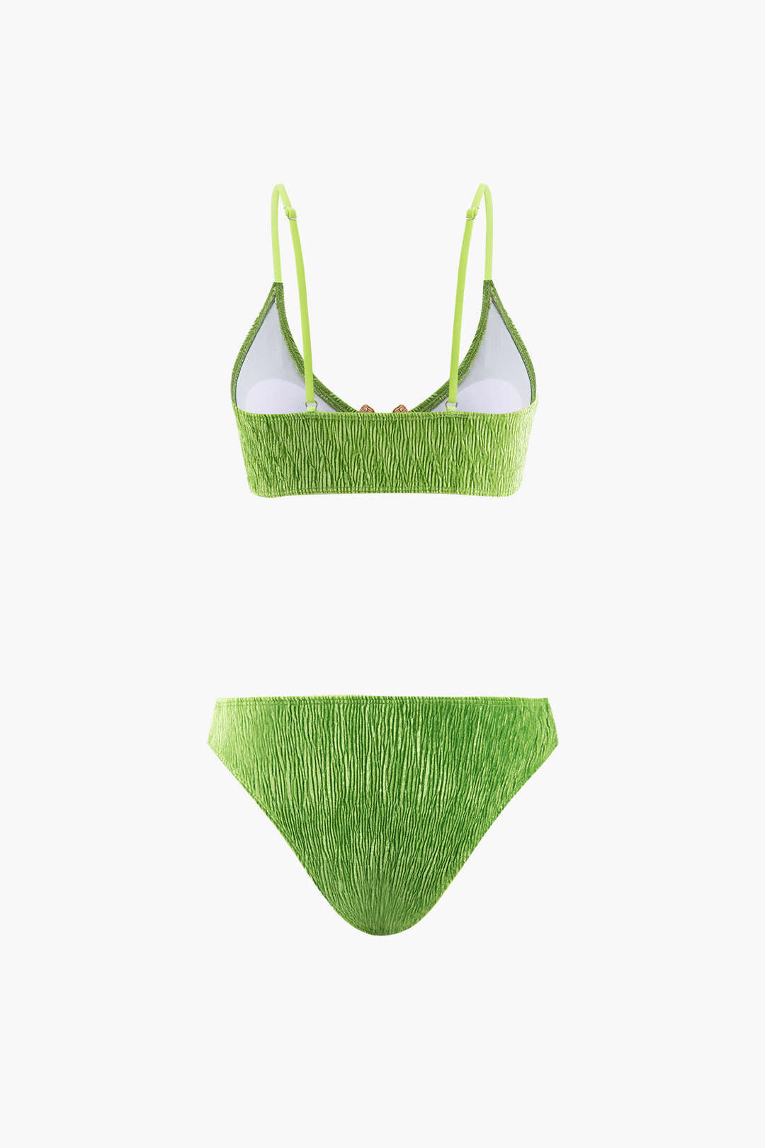 Kadife Dokulu U Halka Bikini ve Pareo 3 Parça Set