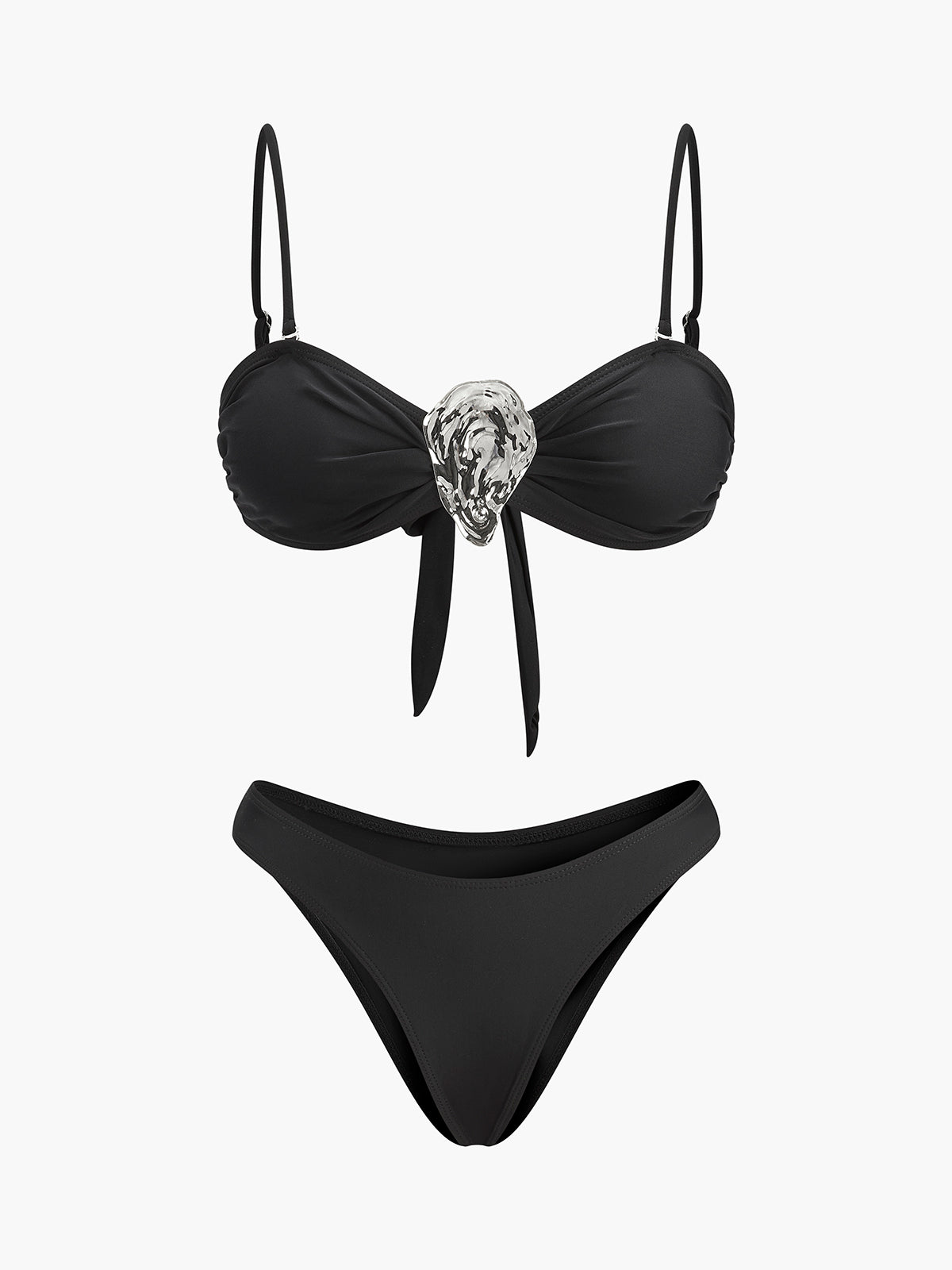 Şık Metal Detaylı Bağlama Ön Bikini Takımı