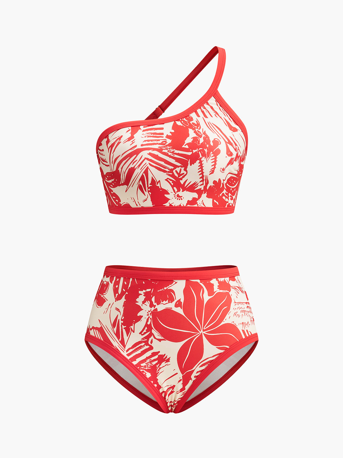 Tropikal Cennet Tek Omuzlu Bikini Takımı