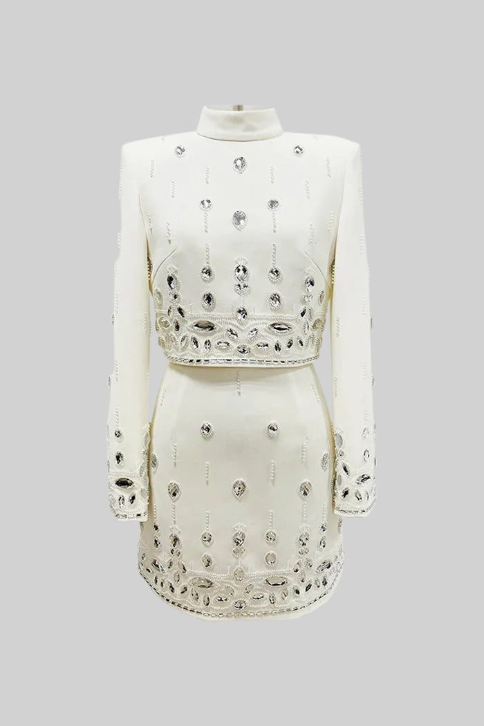 Elmas Süslemeli Mini Etekli Co-Ord