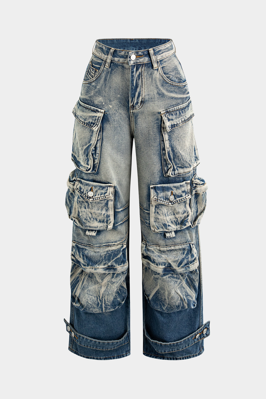 Ombre Çok Cepli Geniş Paça Kargo Jean