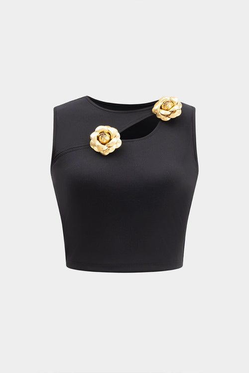 3D Çiçekli Bluz Ve Etek Takımı