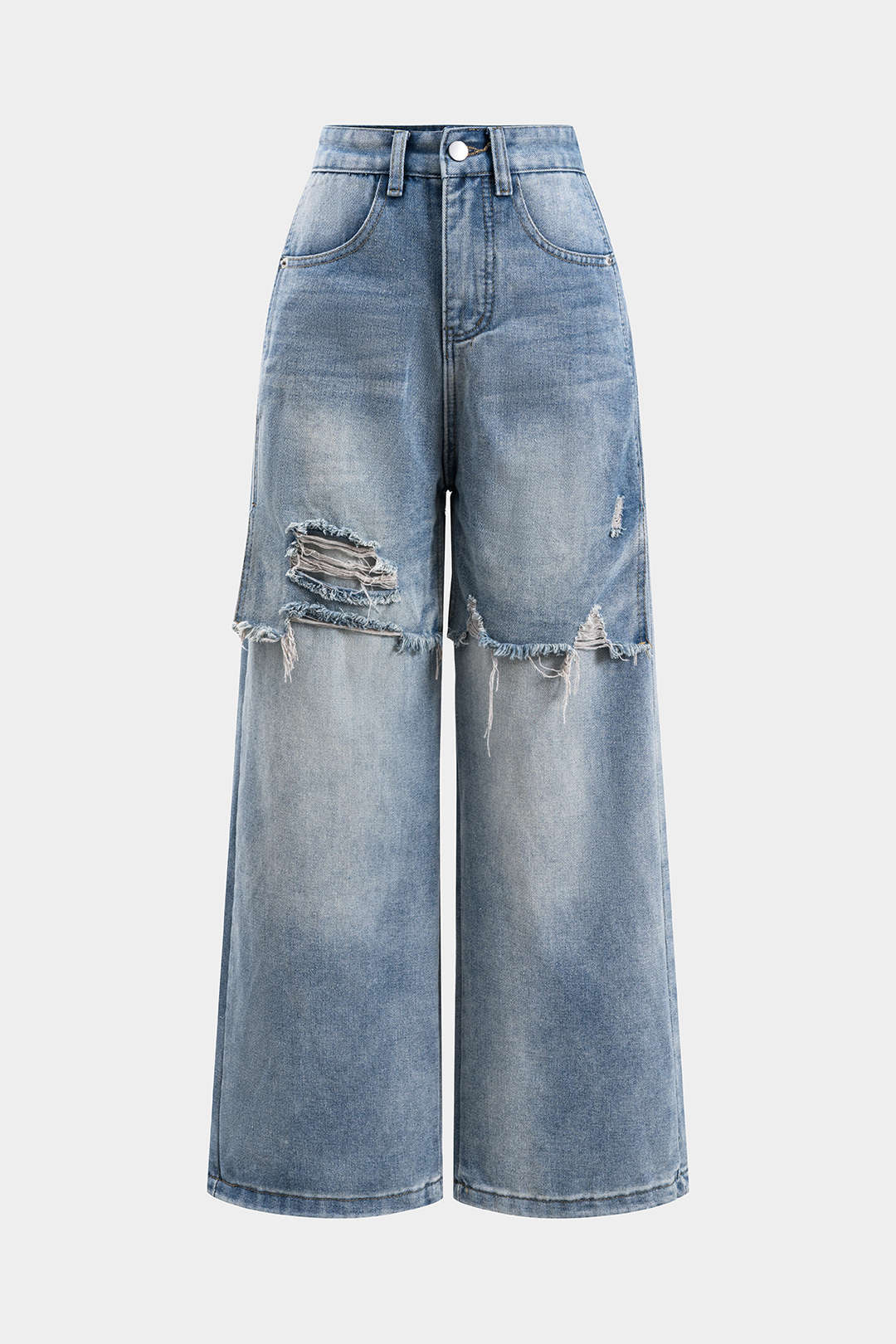 Çivit Mavisi Patchwork Desenli Denim Kumaş Yaka Ceket