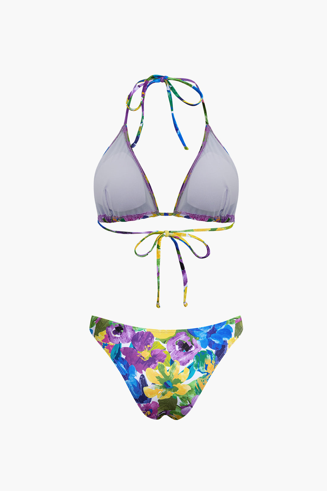 Çiçek Desenli Bikini Seti Eşleşen Etek Kapama ve Baş Örtüsü ile