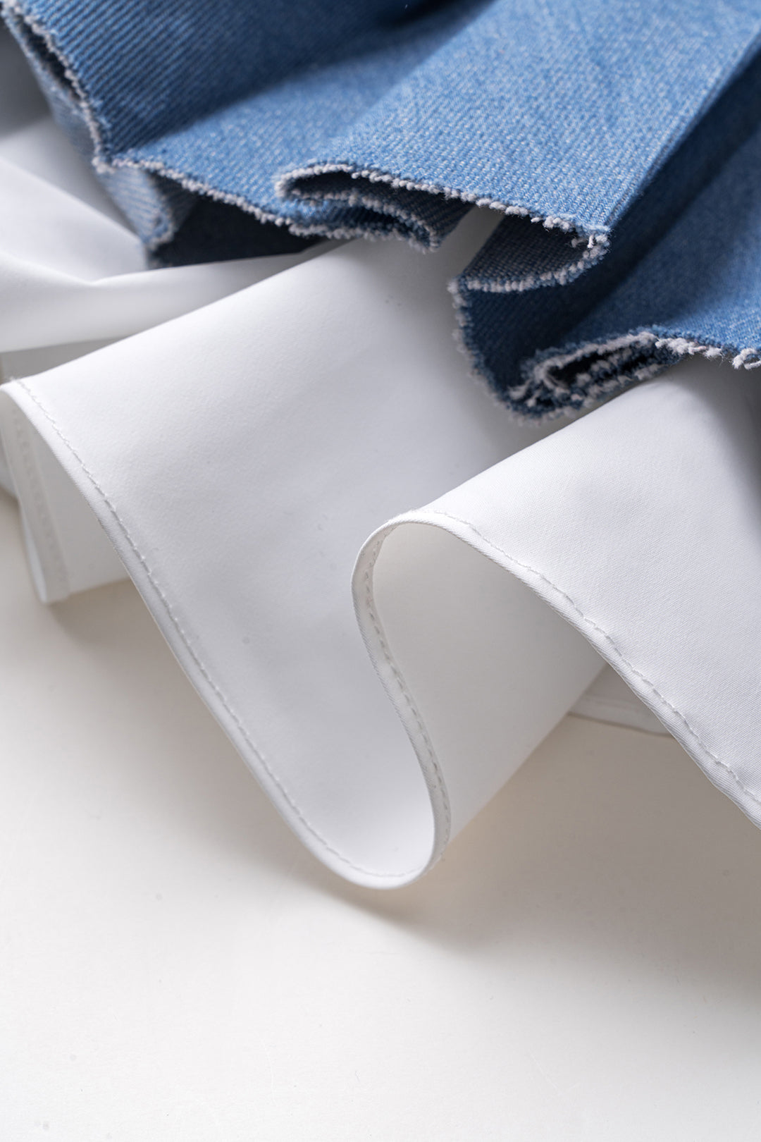 Kontrast Denim Piliseli Patchwork Etek