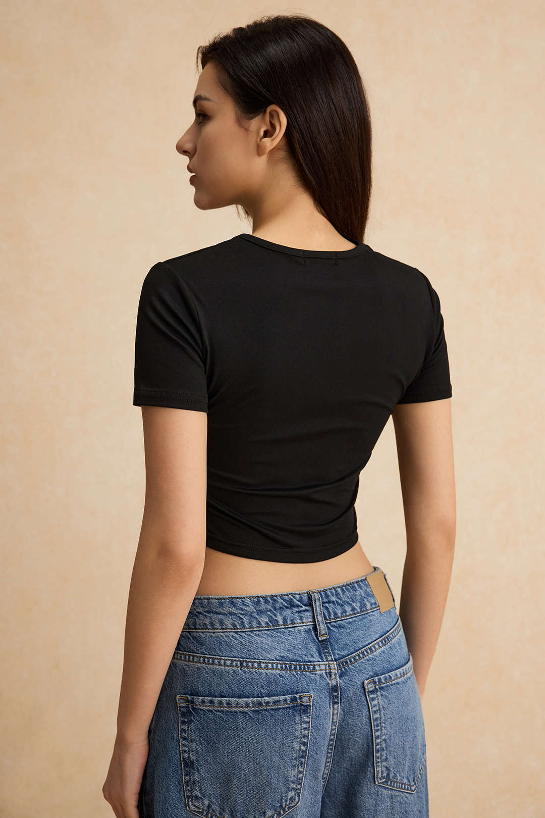 Baskılı Denim Kısa Kollu Tişört
